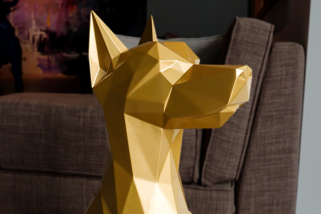 golder-dobberman-sitting-weldtech-metal-geom-sculpture-rental-01